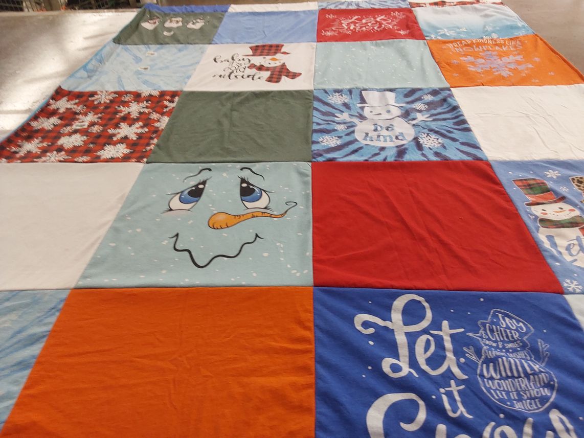 T-shirt quilt with winter, holidays themes by Darla from SC