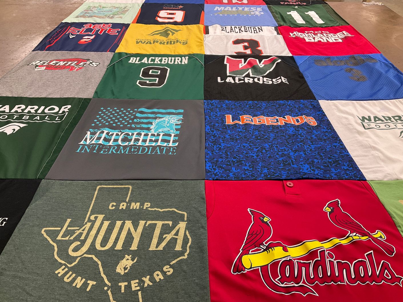 T-shirt quilt featuring warrior football by Celeste from TX