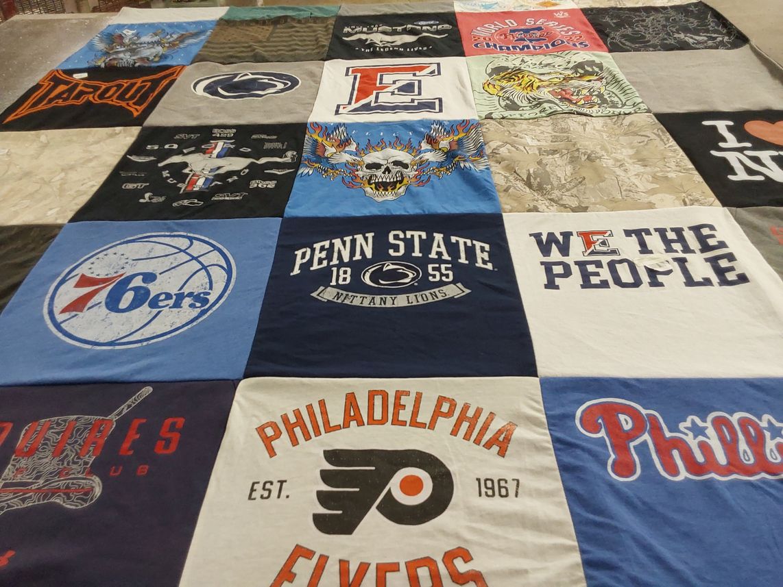 T-shirt quilt featuring penn state nittany lions, philadelphia 76ers by Dani from PA