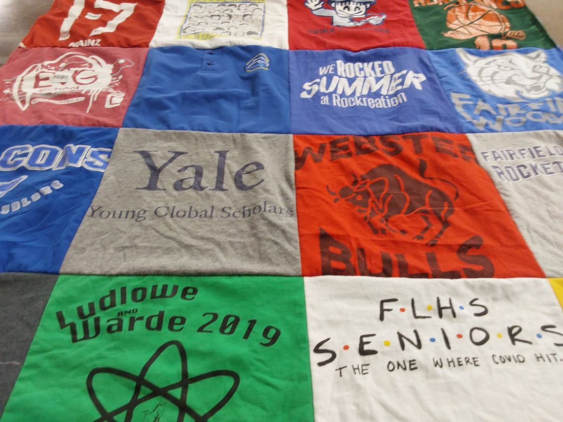 T-shirt quilt featuring fairfield wood high school, webster bulls by Peter from CT