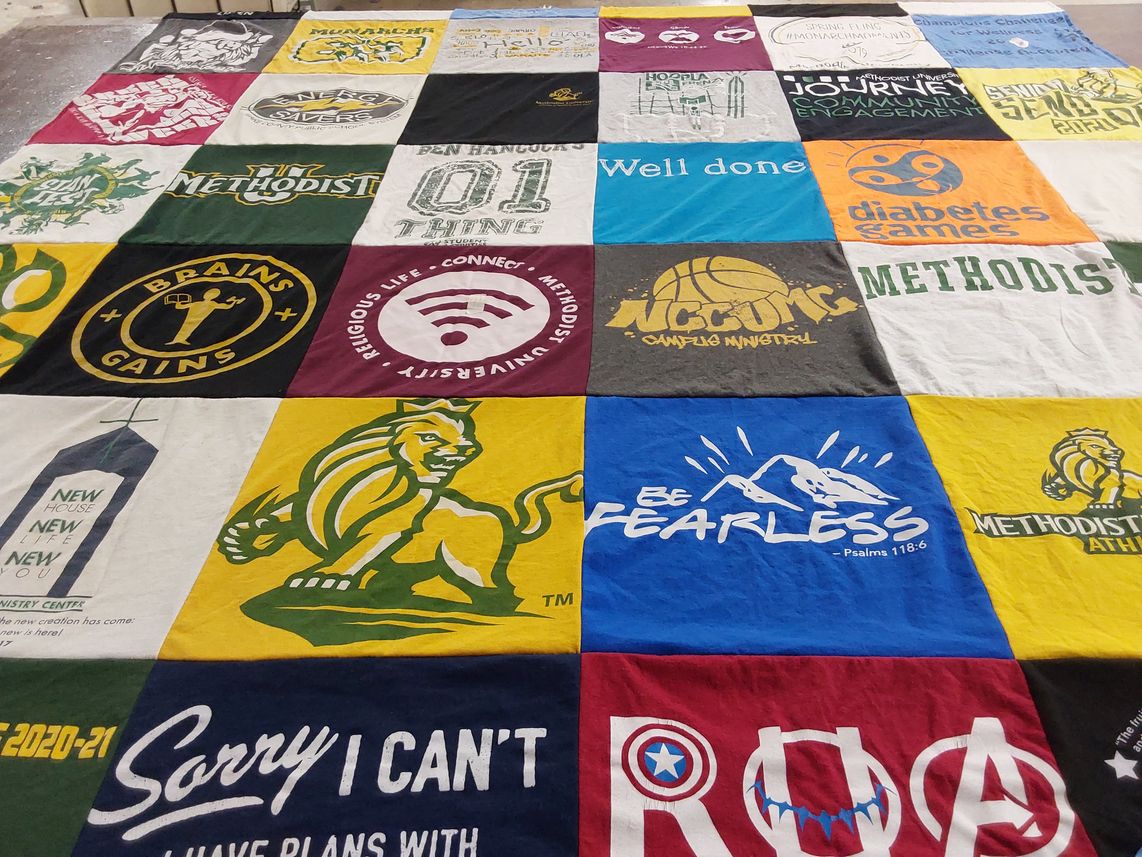 T-shirt quilt from methodist university by Arlene from NC