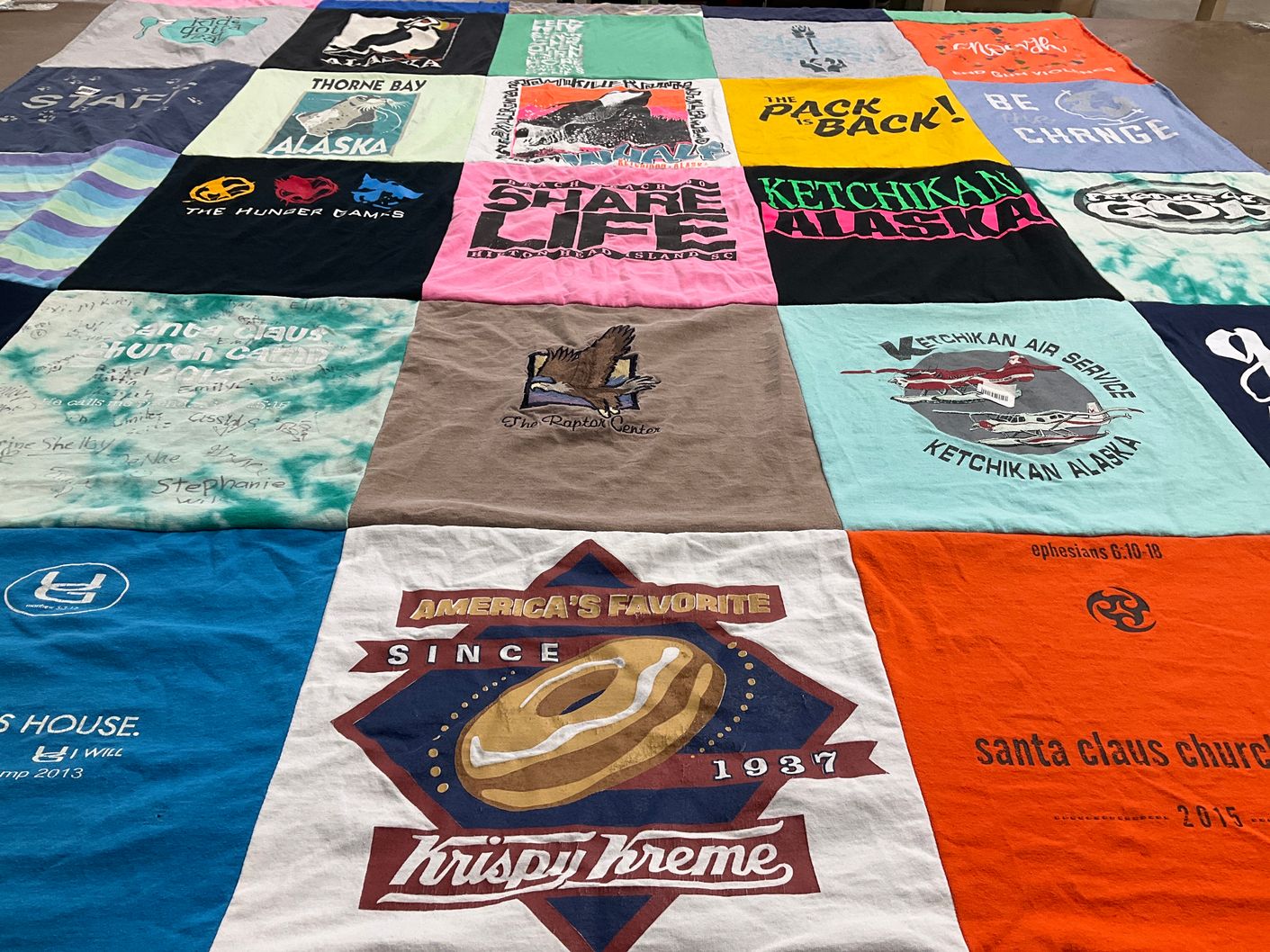 T-shirt quilt with nature, community service themes by Jennifer from KY