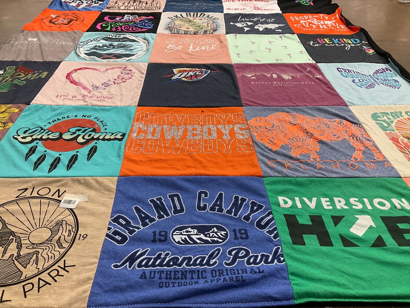 T-shirt quilt featuring oklahoma state university cowboys by Debby from OK