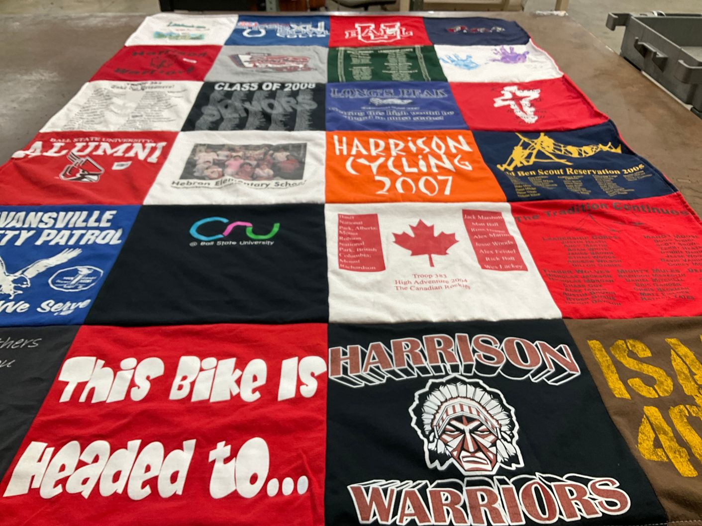 T-shirt quilt featuring harrison warriors by Anne from IN