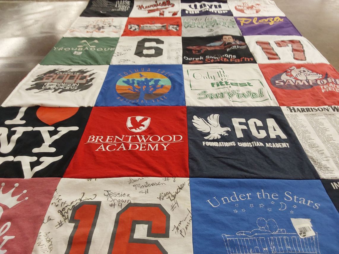 T-shirt quilt from brentwood academy, samford university by Anne from IN