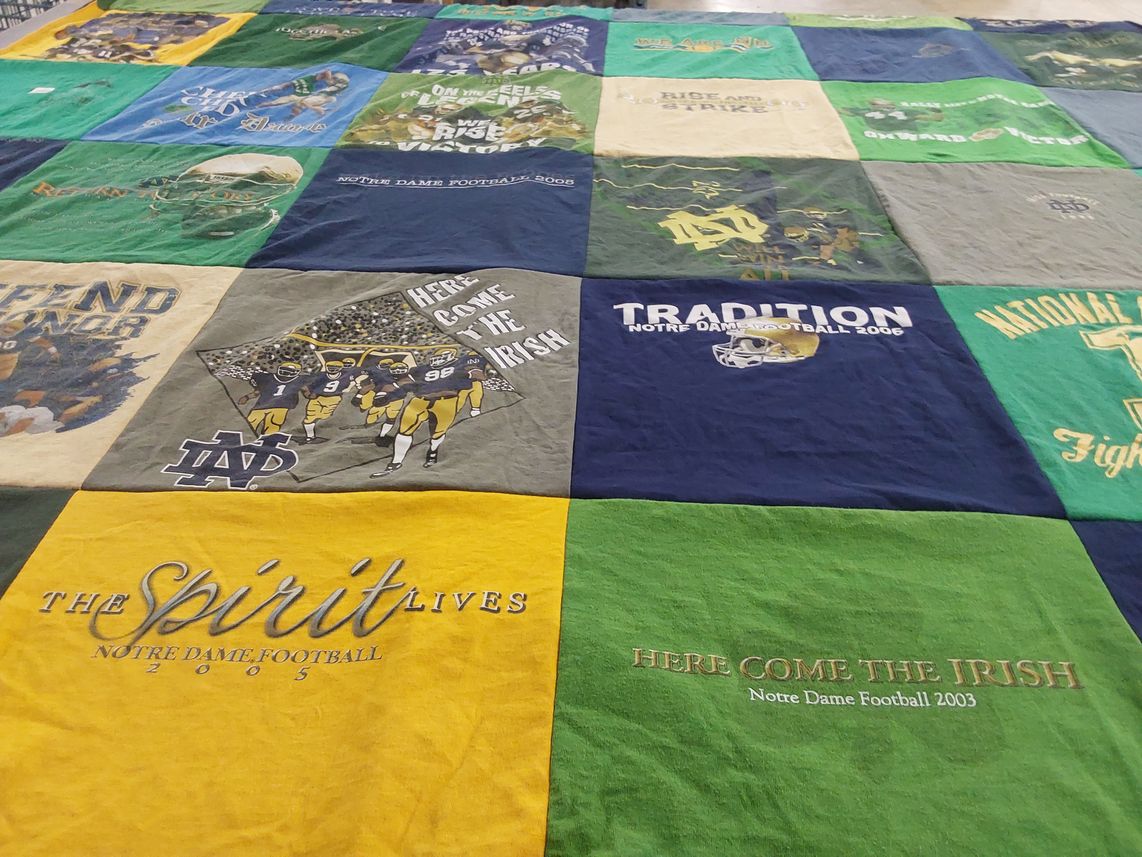 T-shirt quilt featuring notre dame football by Anne  from OH