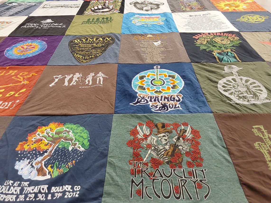 T-shirt quilt with music, live events themes by David from CO