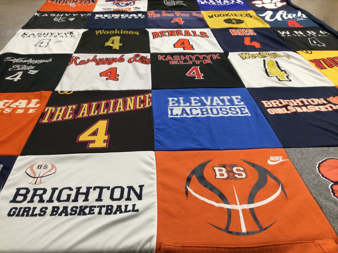 T-shirt quilt featuring kashyyyk basketball, brighton girls basketball by Jami from UT