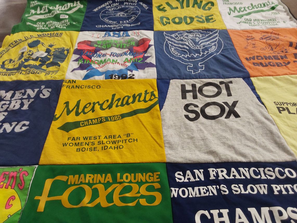 T-shirt quilt featuring san francisco women's slow pitch by M from CA