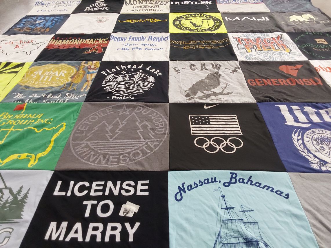 T-shirt quilt with travel, family themes by Steve from AZ