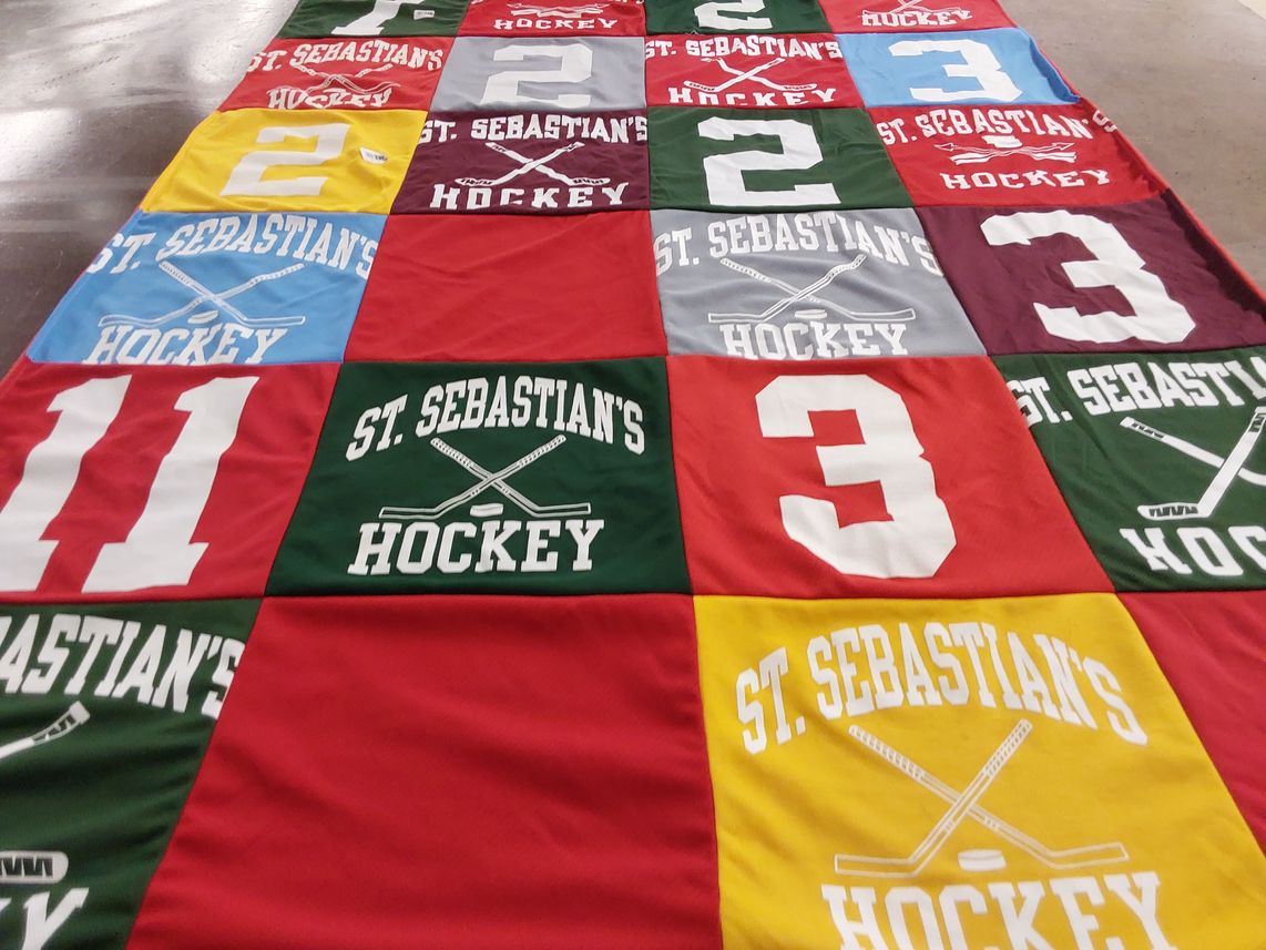 T-shirt quilt featuring st. sebastian's hockey by Suzann from MA