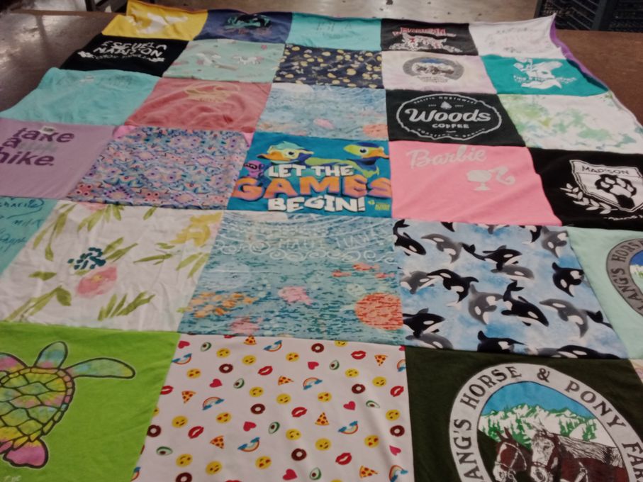 T-shirt quilt with outdoor activities, nature themes by Stephanie from WA