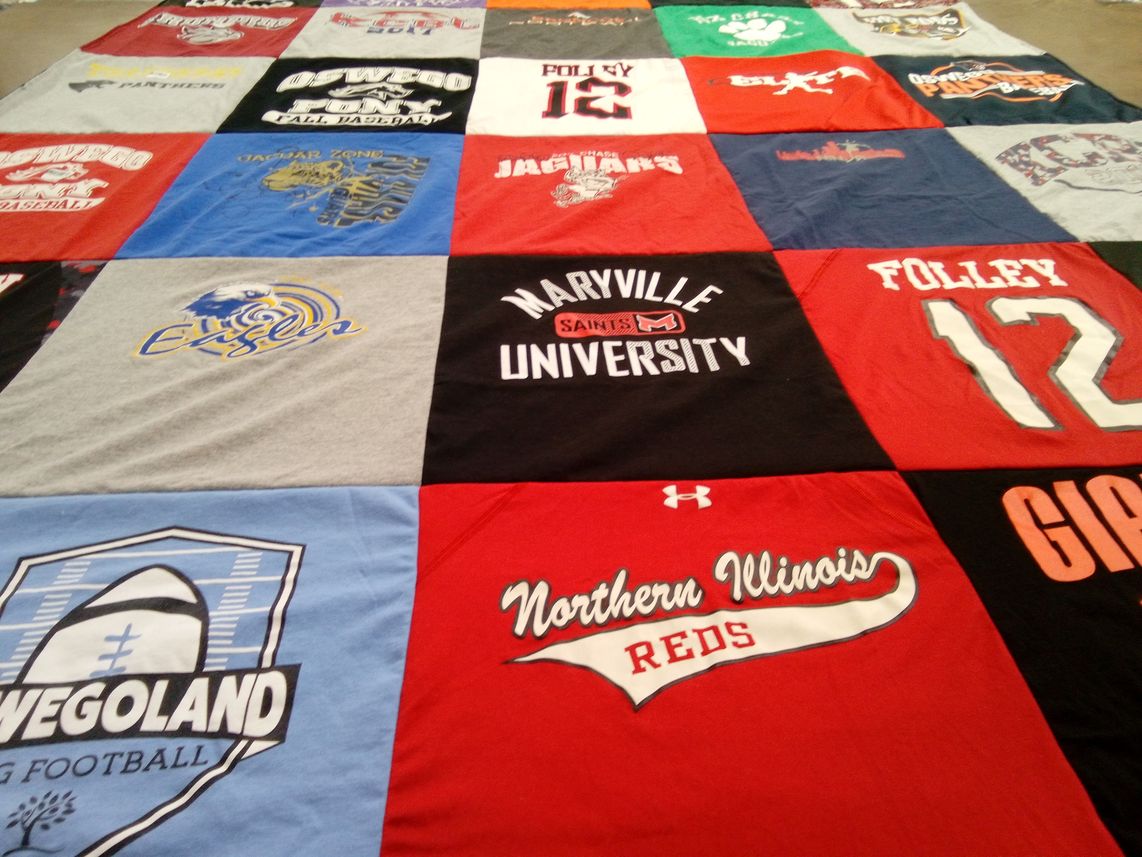 T-shirt quilt featuring ofwego junior high baseball, jaguars by Corie from IL