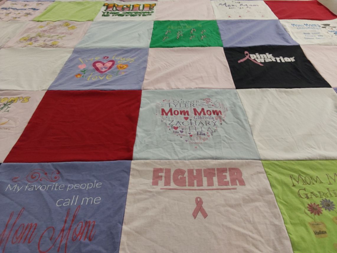 T-shirt quilt with family, love themes by Lou Ann from PA