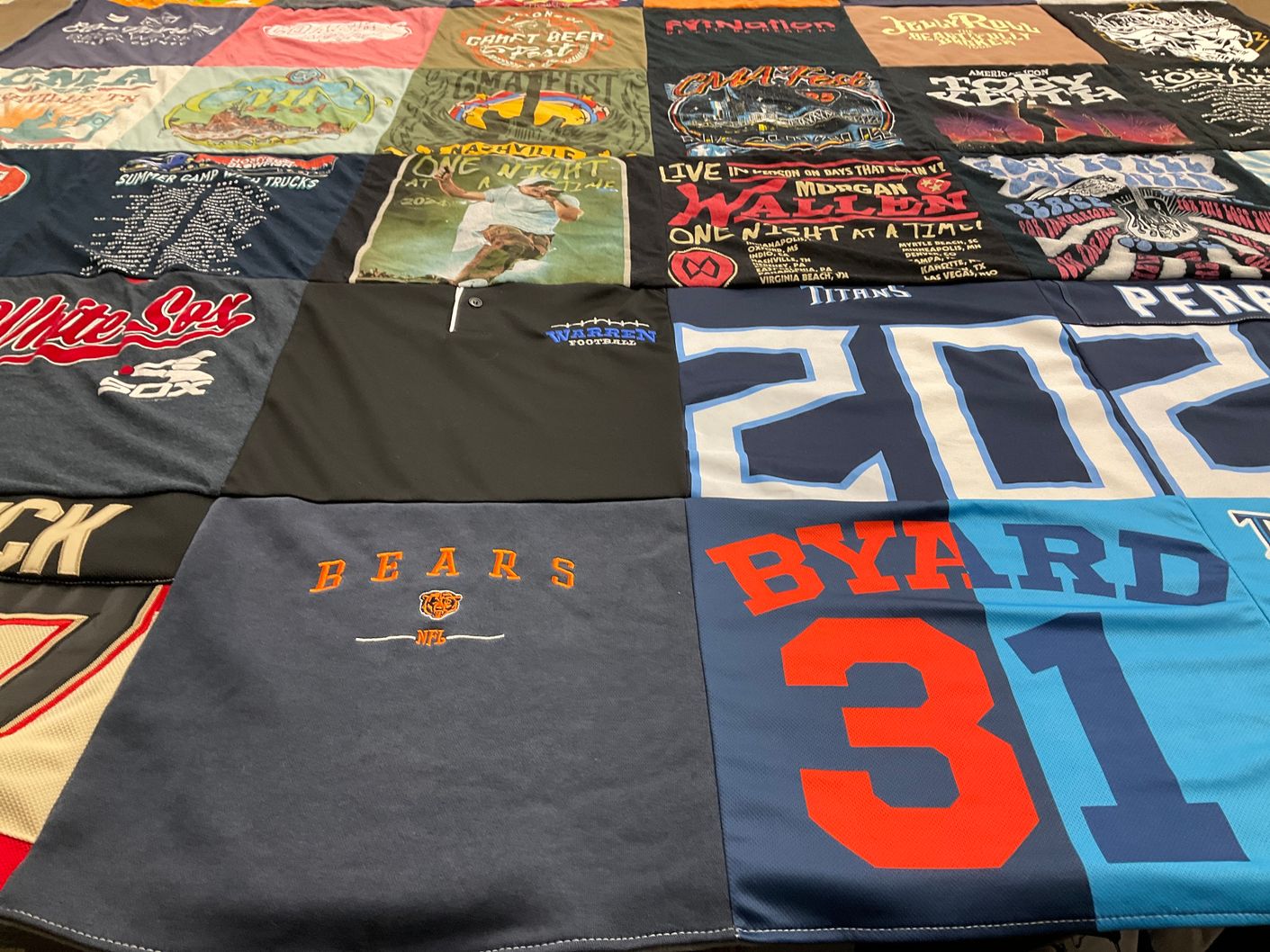 T-shirt quilt featuring tennessee titans, chicago bears by Dale from TN