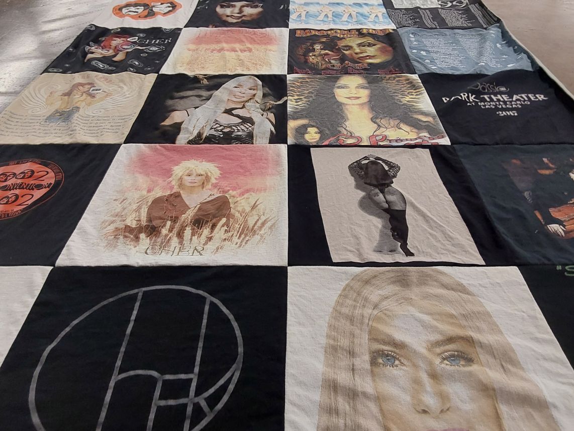 T-shirt quilt with music, pop culture themes by Danny from KY