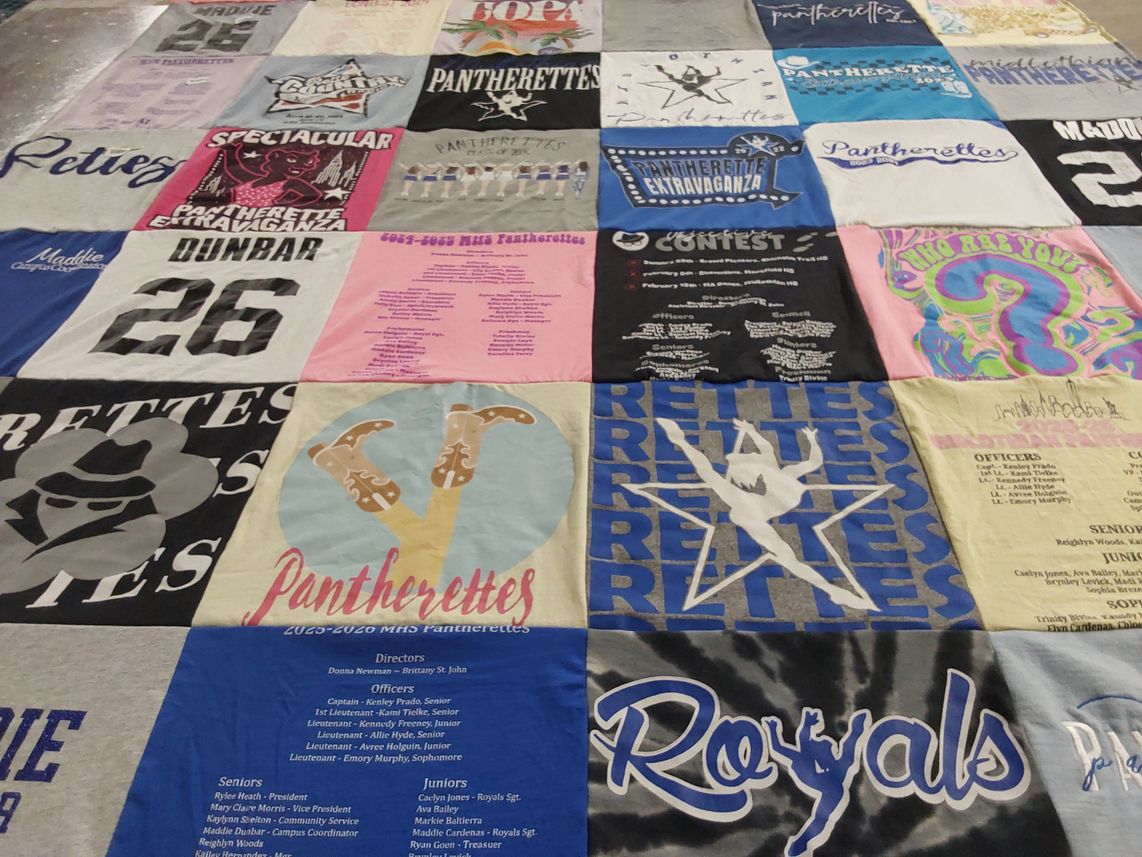 T-shirt quilt featuring mhs pantherettes by Misty from TX