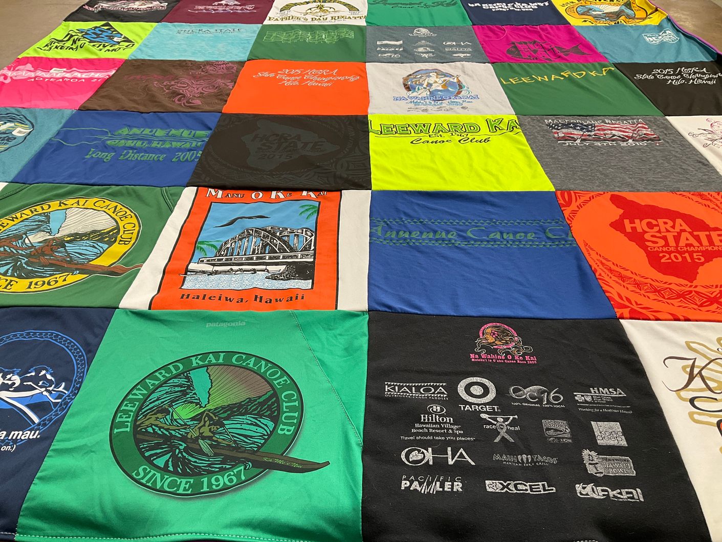 T-shirt quilt with canoeing, outdoor activities themes by gail from HI