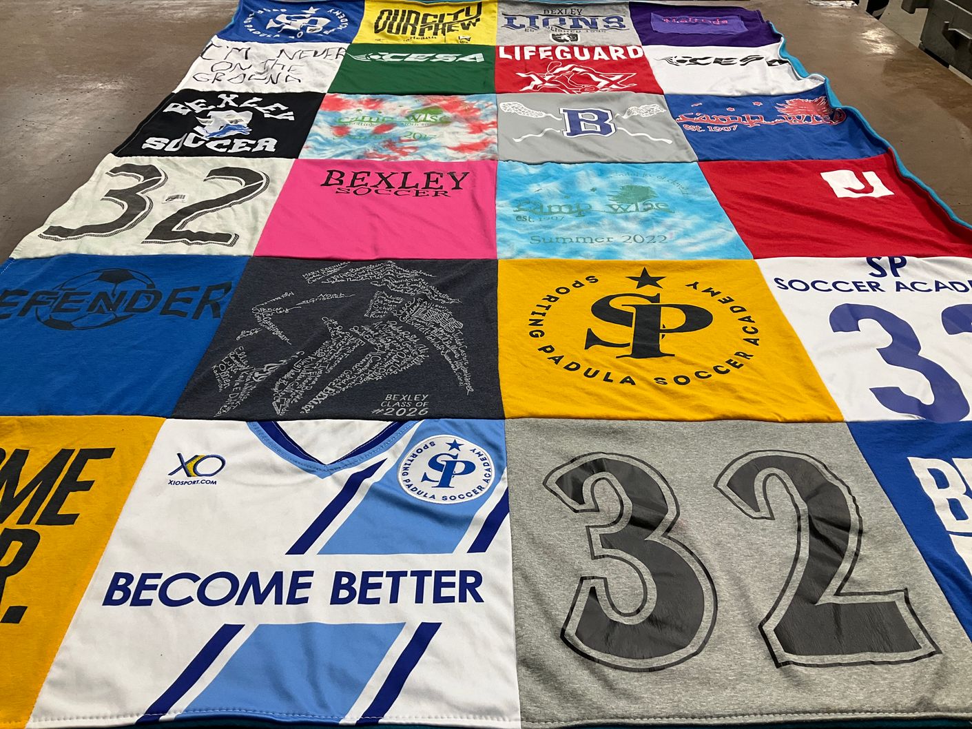 T-shirt quilt featuring padula soccer academy by julie from OH