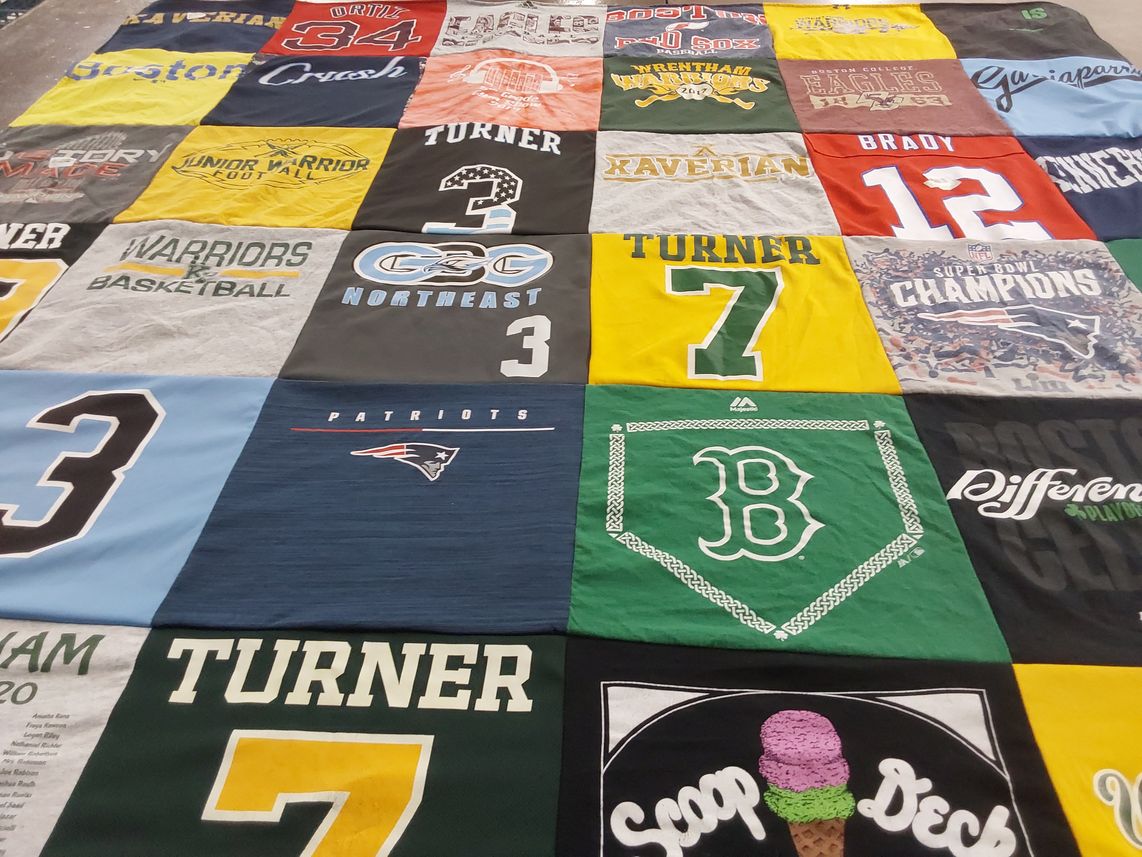 T-shirt quilt featuring new england patriots, boston red sox by Alyson from MA