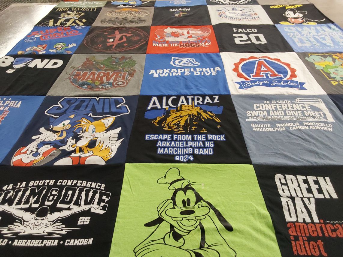T-shirt quilt from arkadelphia high school by Cynthia from AR