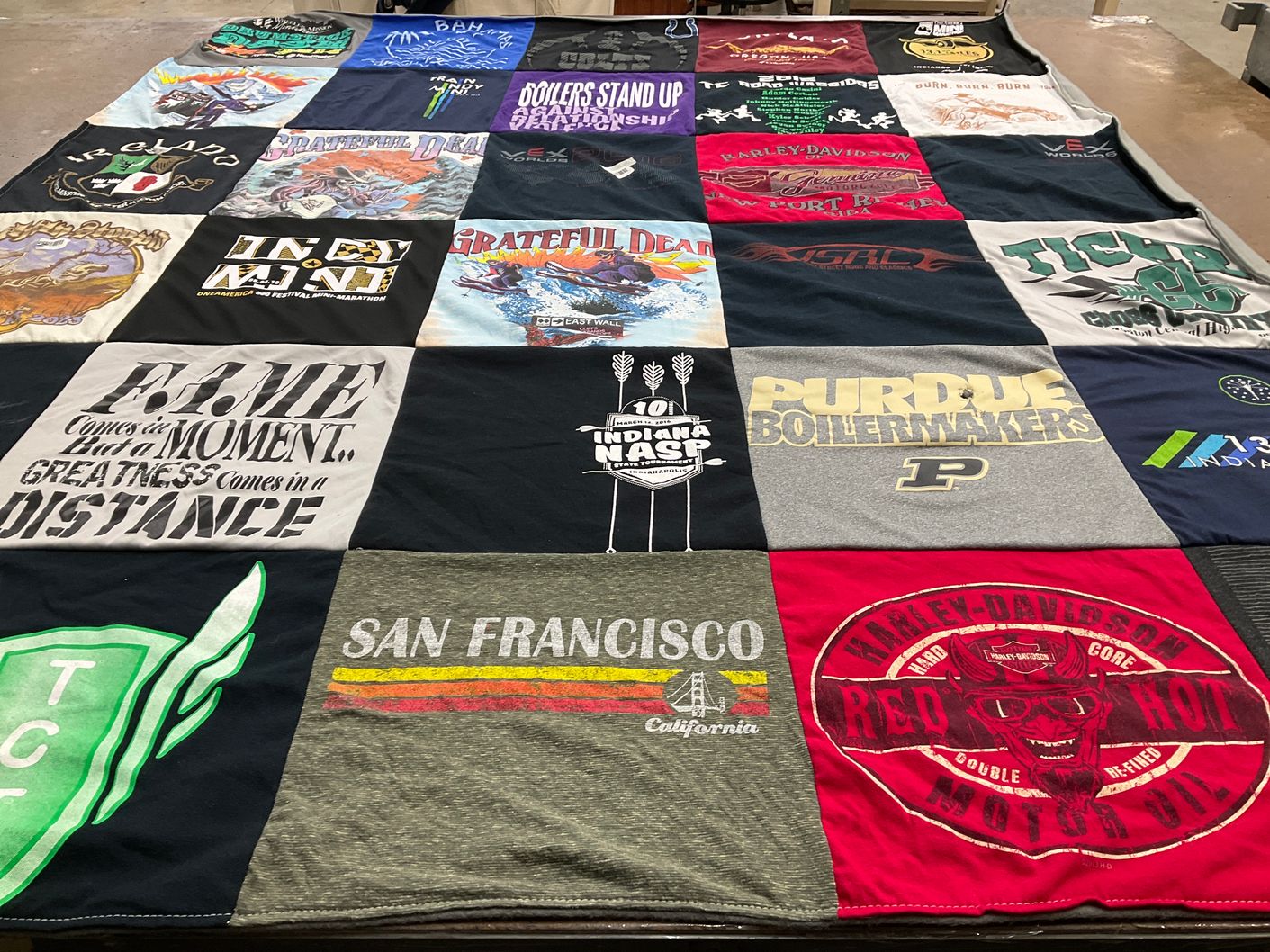 T-shirt quilt from purude university by Jayne from IN