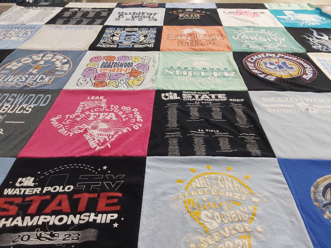 T-shirt quilt featuring brazoswood high school lady bucs soccer by Michelle from TX