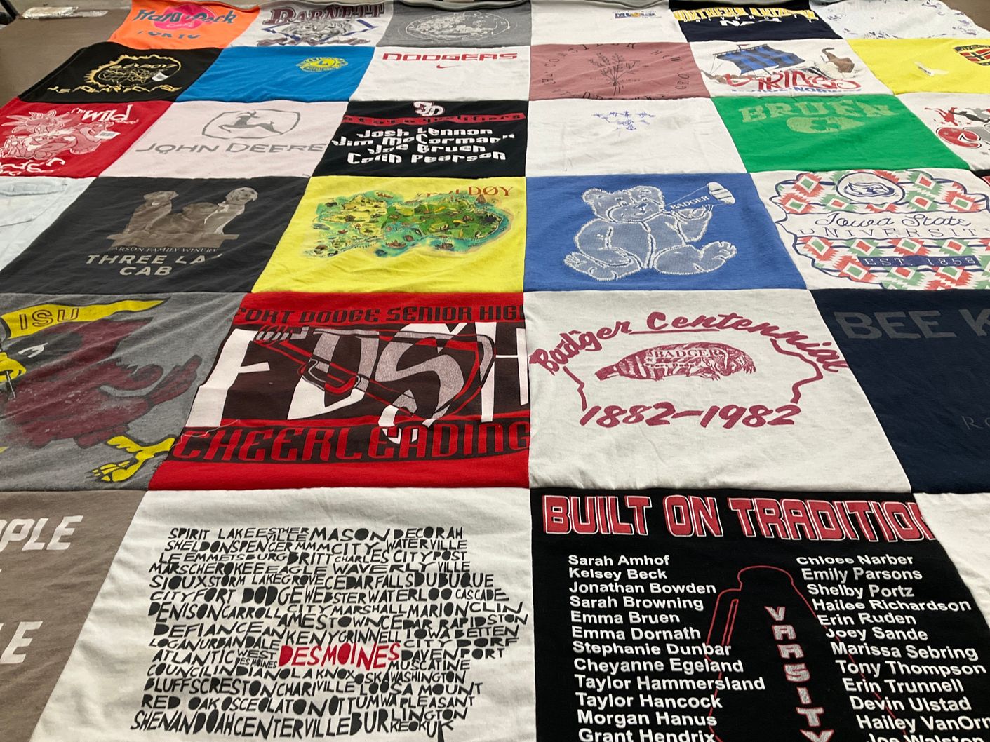 T-shirt quilt from iowa state university, fort dodge senior high school by Kristi from IA