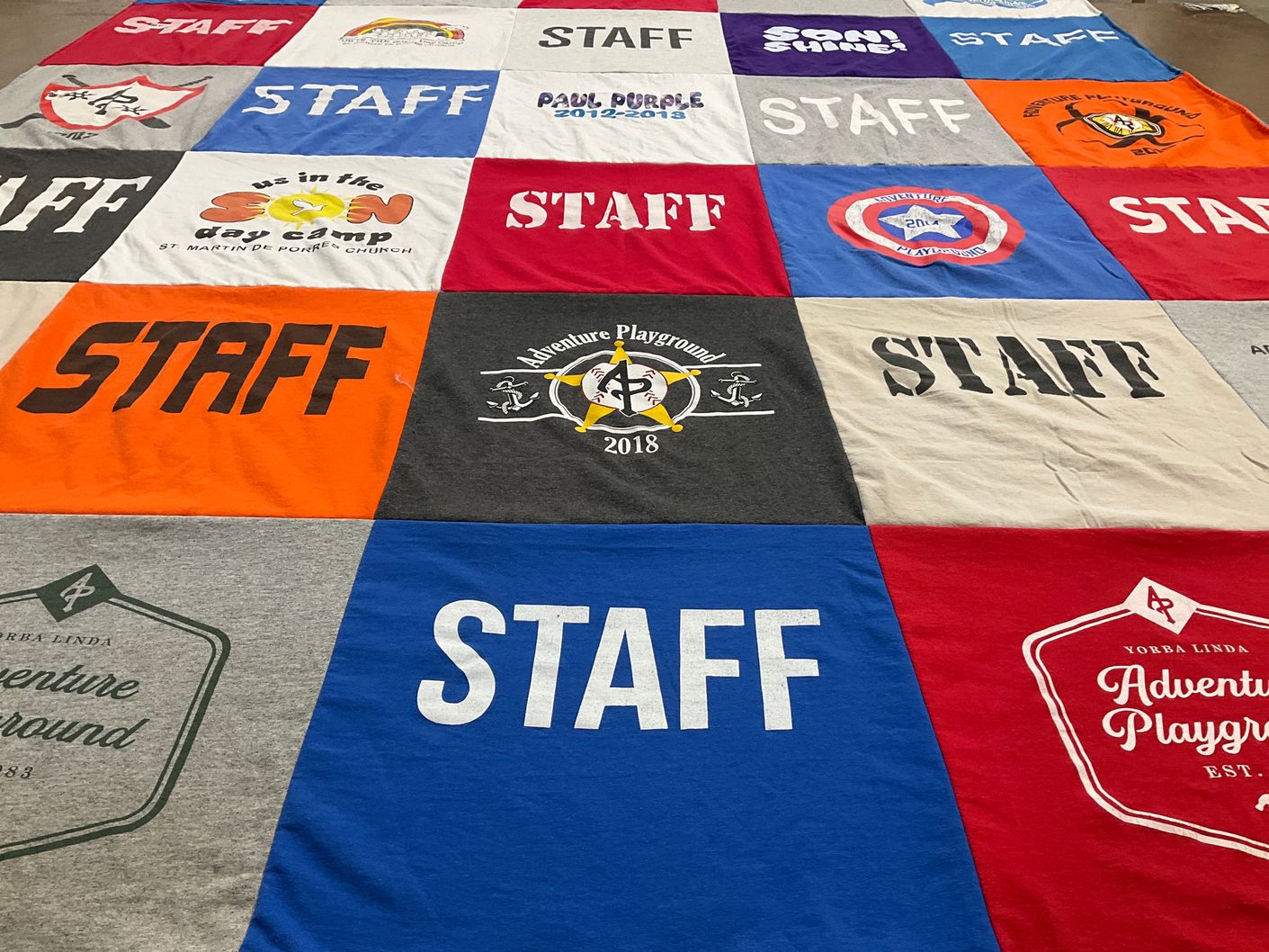 T-shirt quilt with camping, outdoors themes by Susan from NV