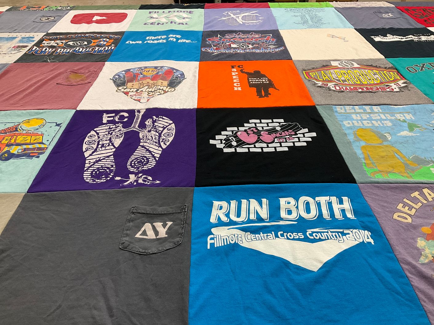 T-shirt quilt featuring fillmore central cross country team by Valerie from NE
