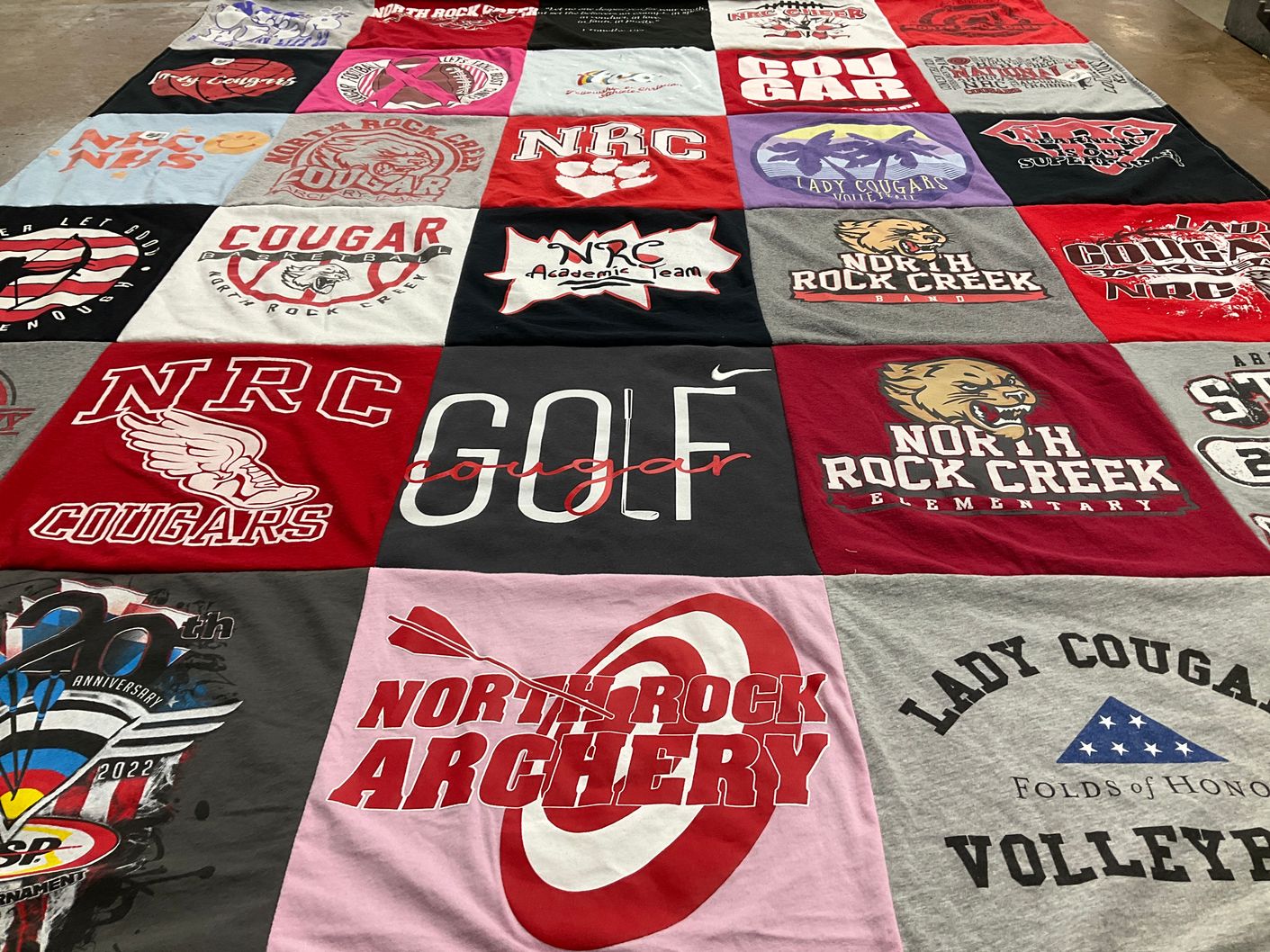 T-shirt quilt featuring lady cougars volleyball team, nrc cougars football team by John from OK