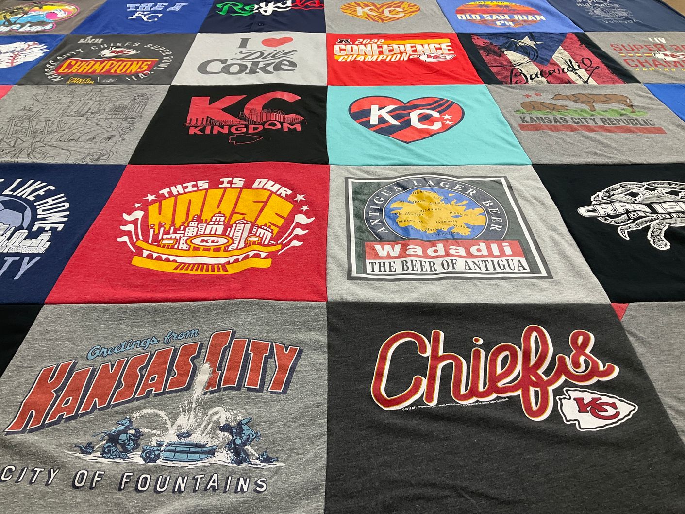 T-shirt quilt featuring kansas city chiefs by Joanna from MO