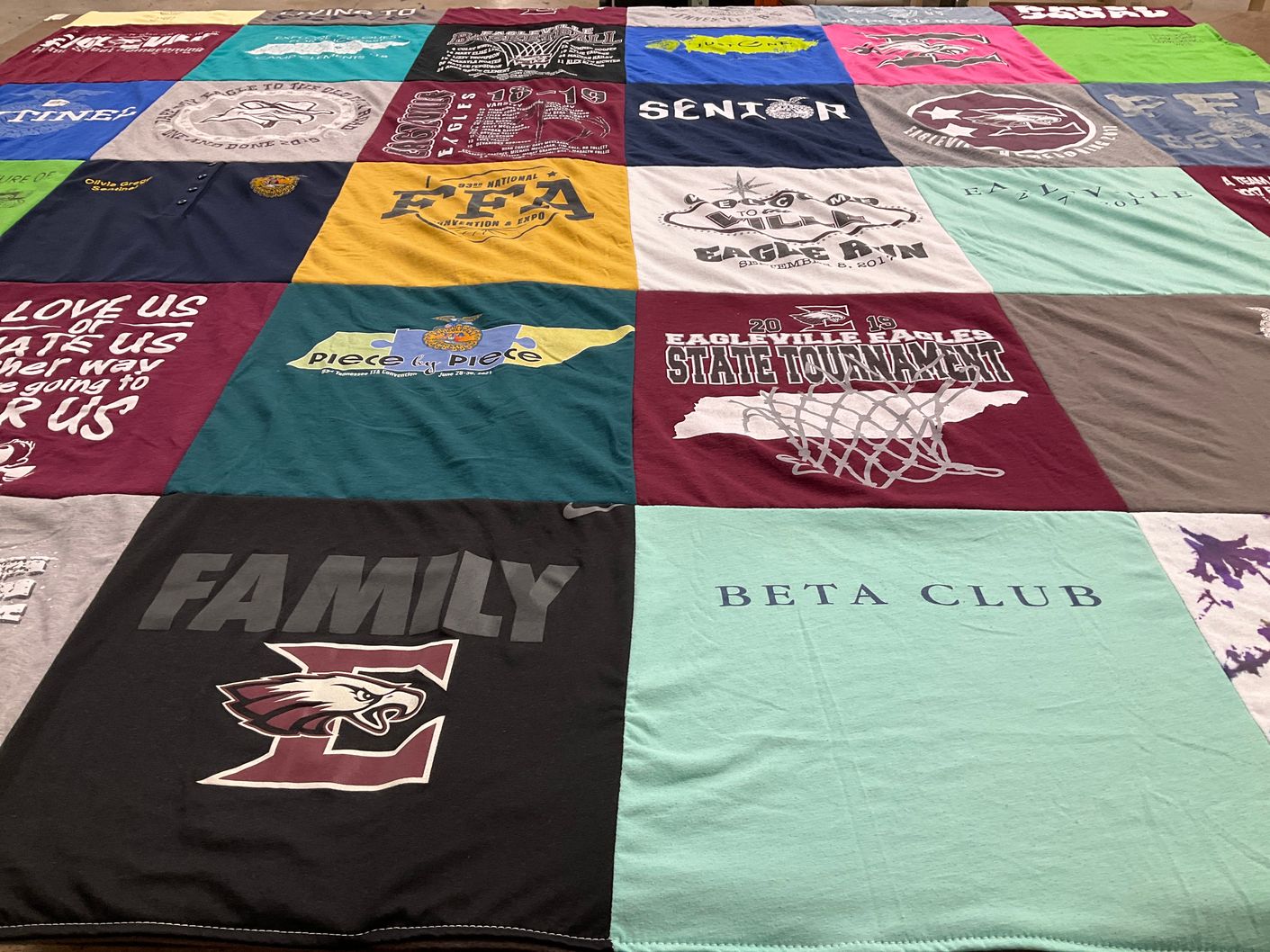 T-shirt quilt featuring eagleville eagles by Lucrecia from TN