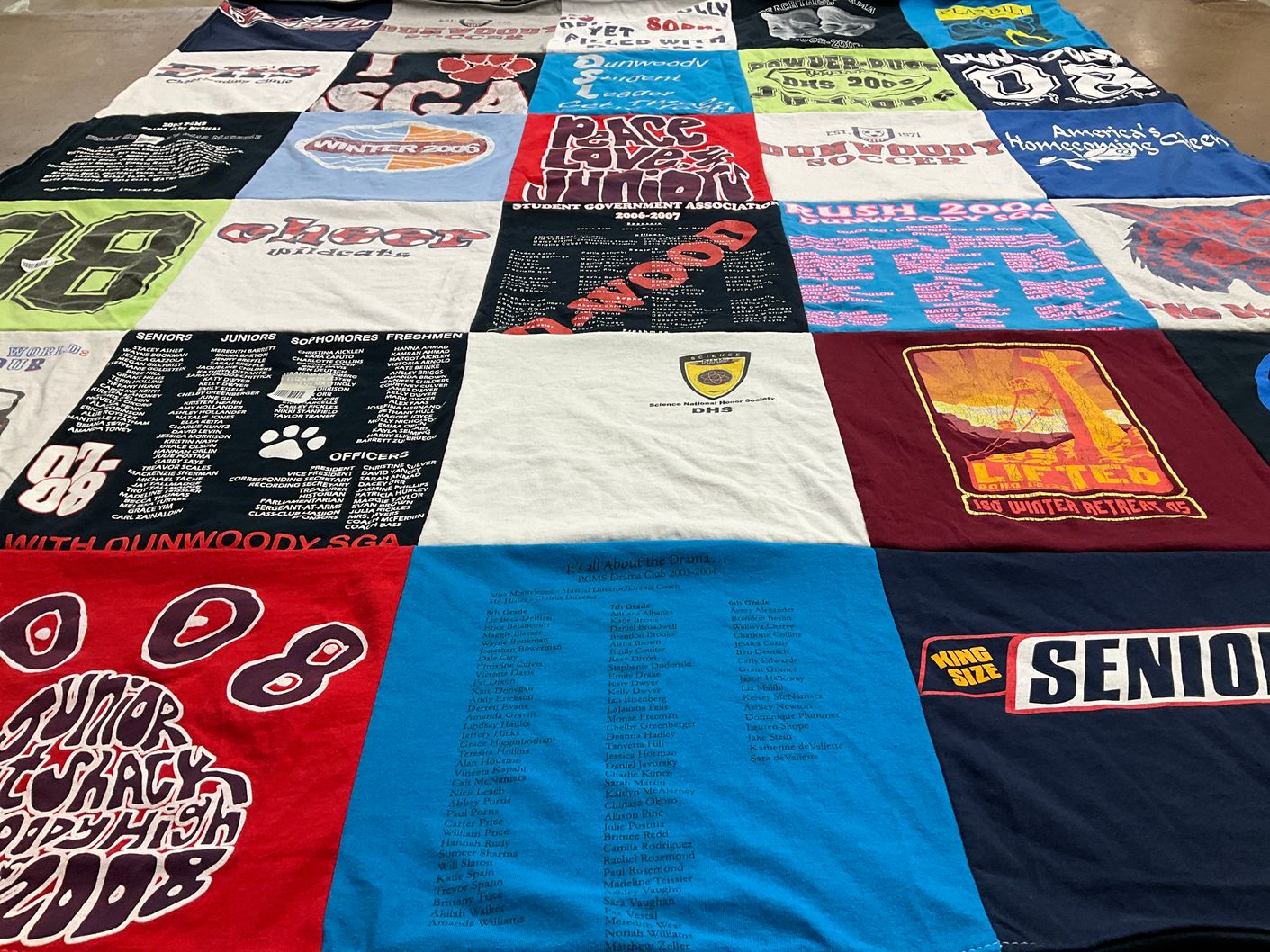 T-shirt quilt from dunwoody high school by Christine from GA