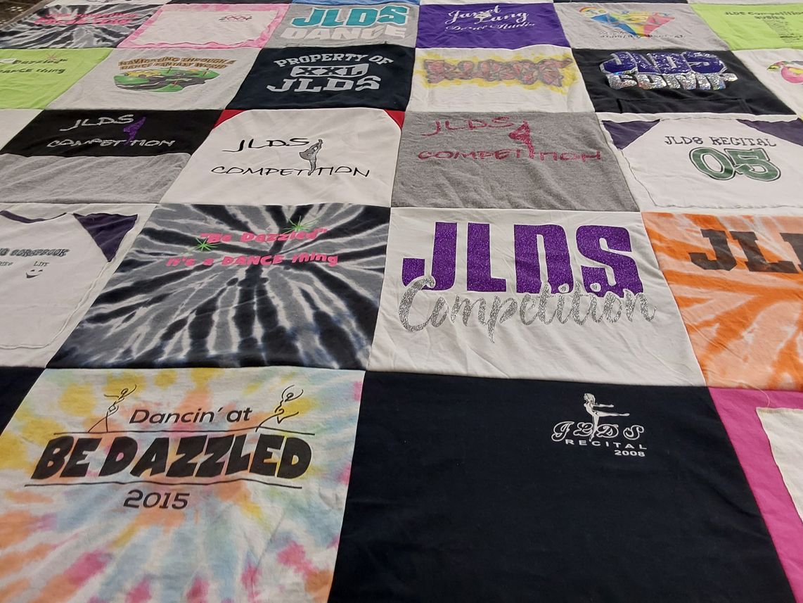 T-shirt quilt with dance themes by Melissa from MN
