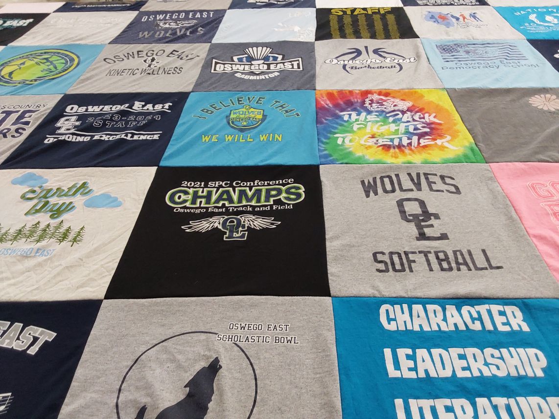 T-shirt quilt featuring oswego east wolves by Martha from IL