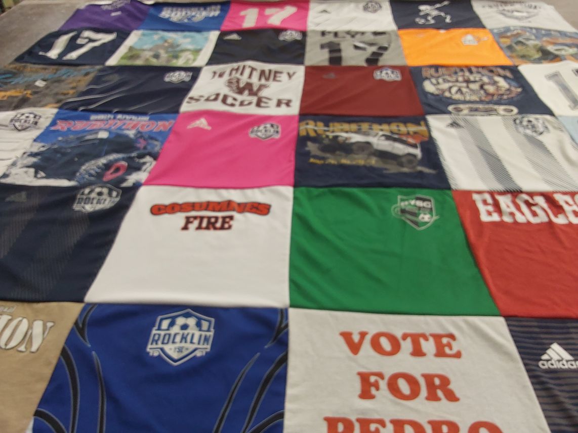 T-shirt quilt featuring rocklin soccer team by Jennifer from CA