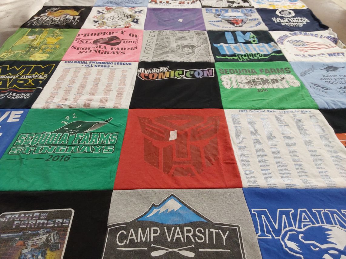 T-shirt quilt featuring sequoia farms stingrays by Robin from ME