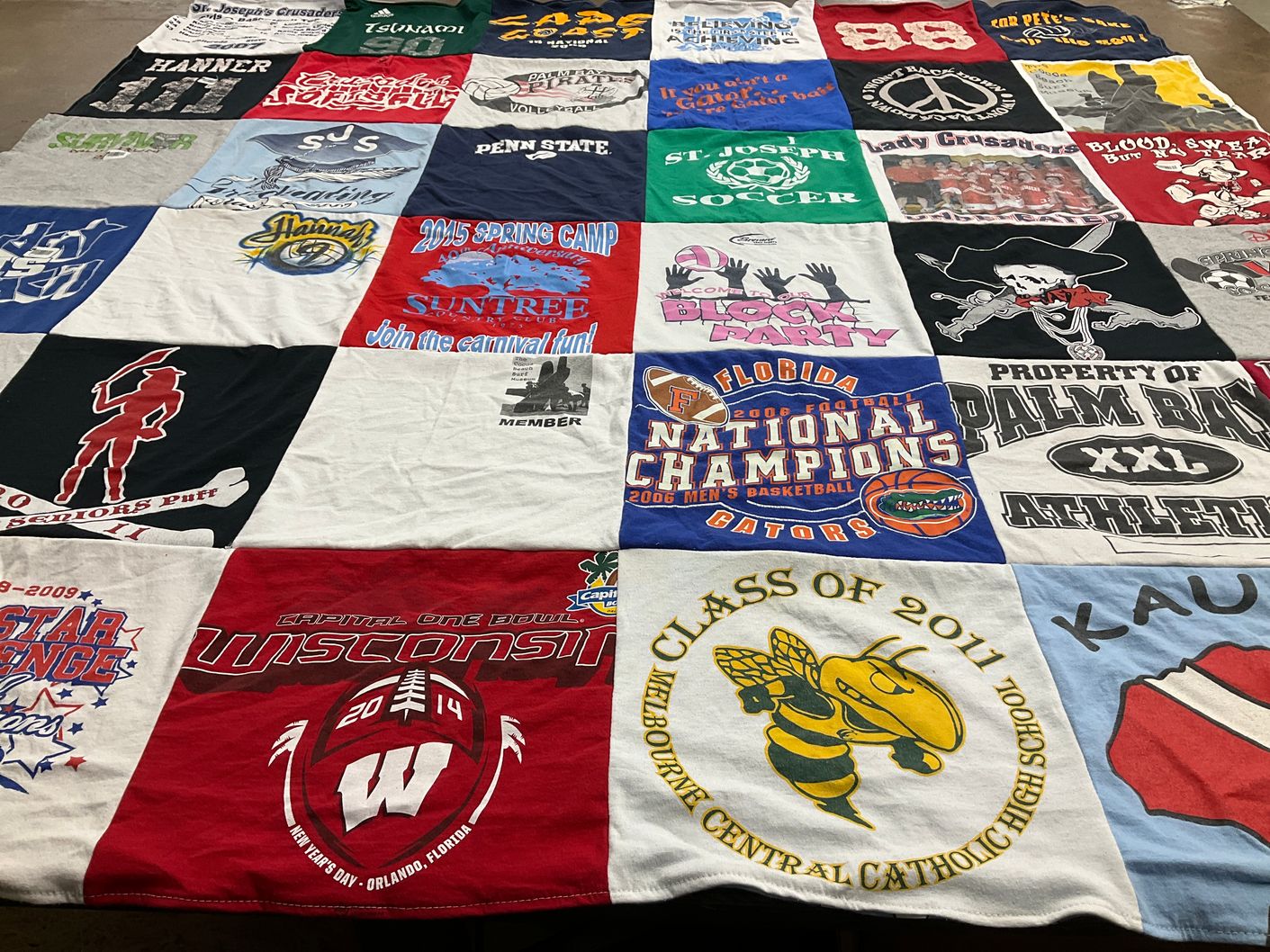 T-shirt quilt featuring university of wisconsin, florida gators football by Nancy from FL