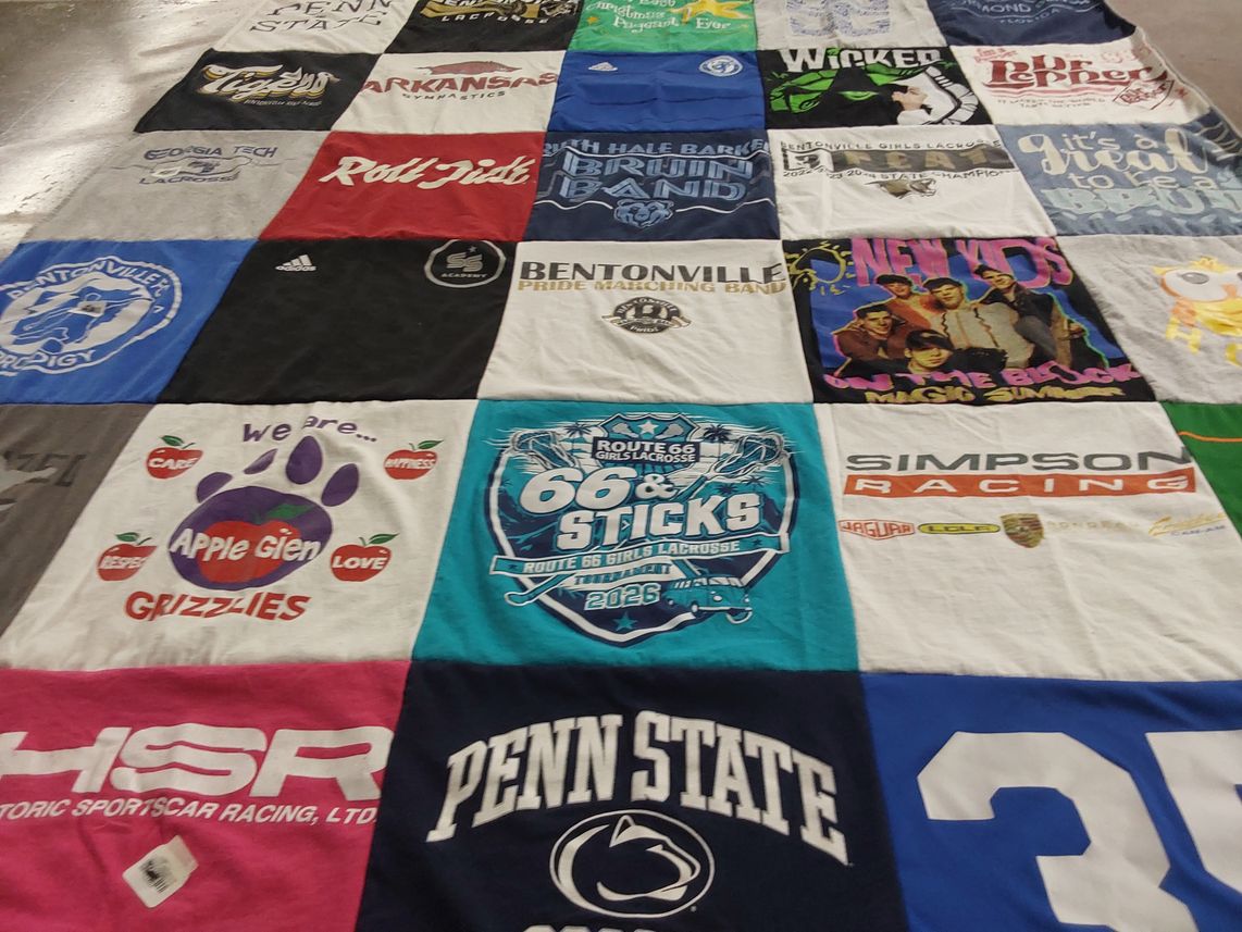 T-shirt quilt featuring bentonville girls lacrosse, arkansas gymnastics by Brittany from AR