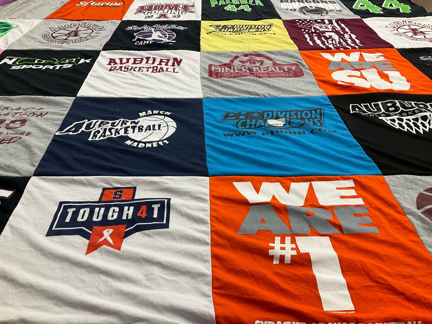 T-shirt quilt from auburn university, syracuse university by Stacy from NY