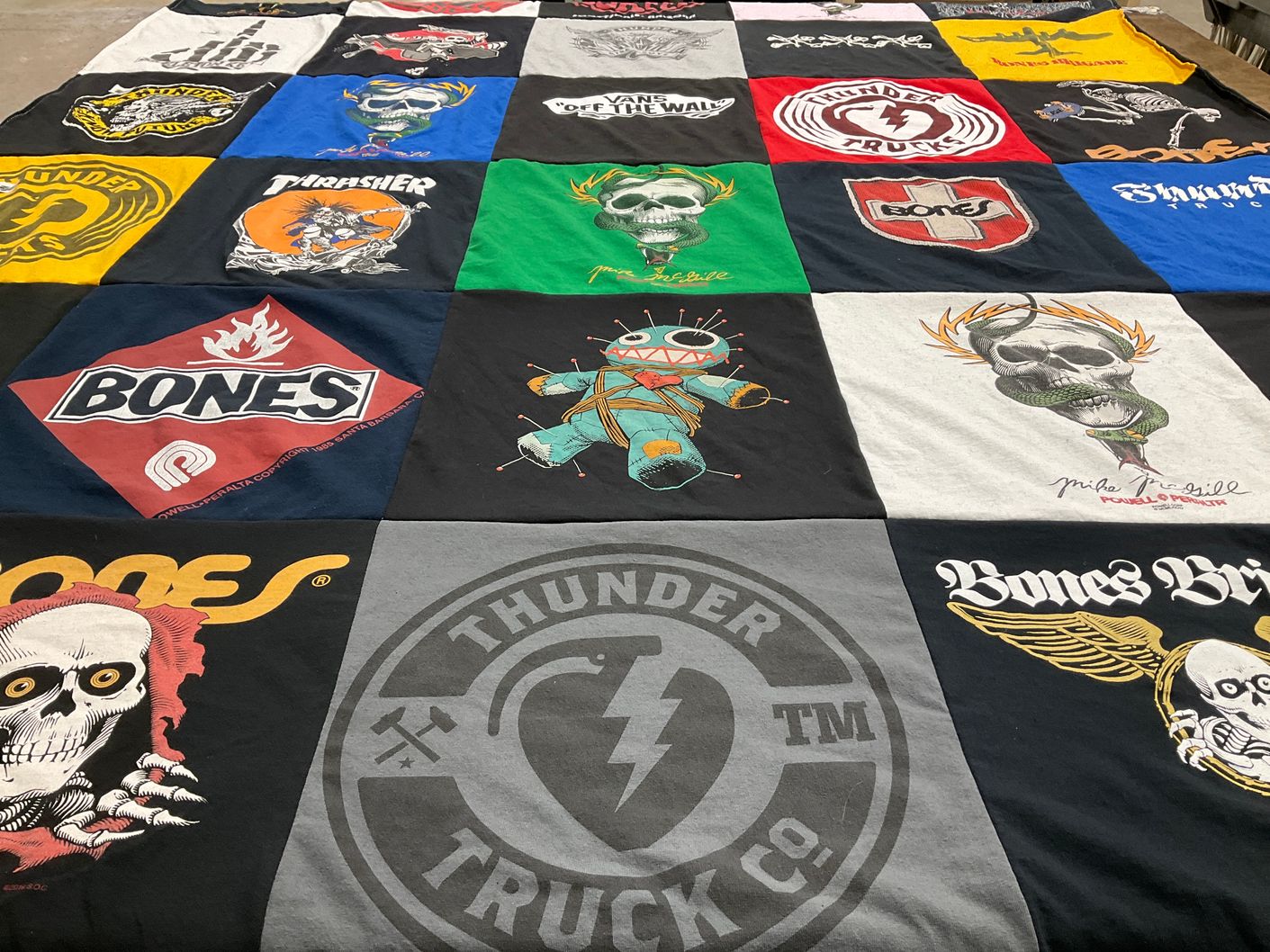 T-shirt quilt with skateboarding themes by Jeffrey from AZ