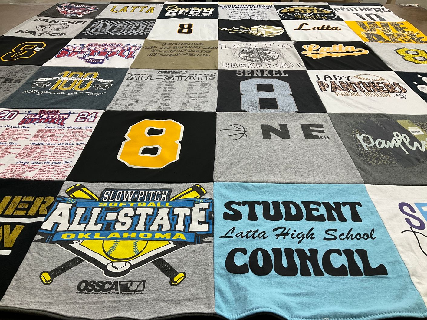 T-shirt quilt featuring latta panthers by Shawna from OK
