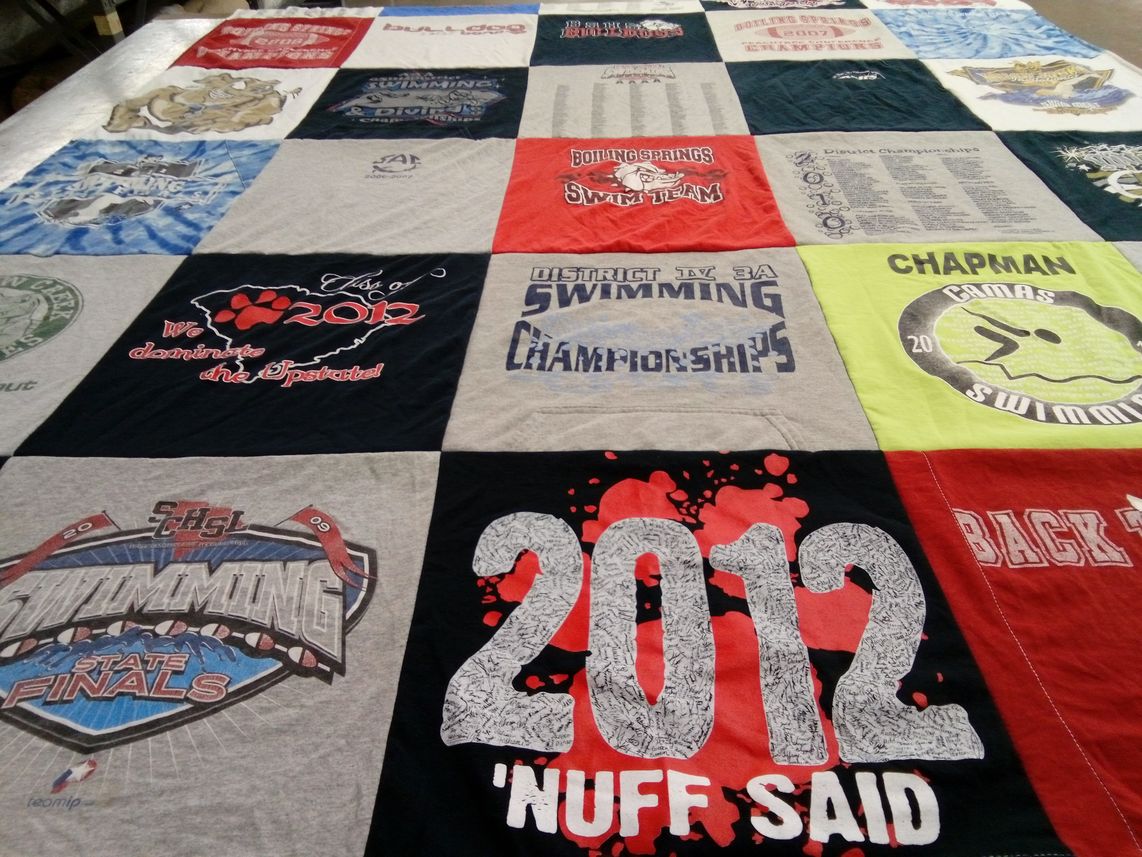 T-shirt quilt featuring boiling springs swim team, chapman swim team by Brooke from FL