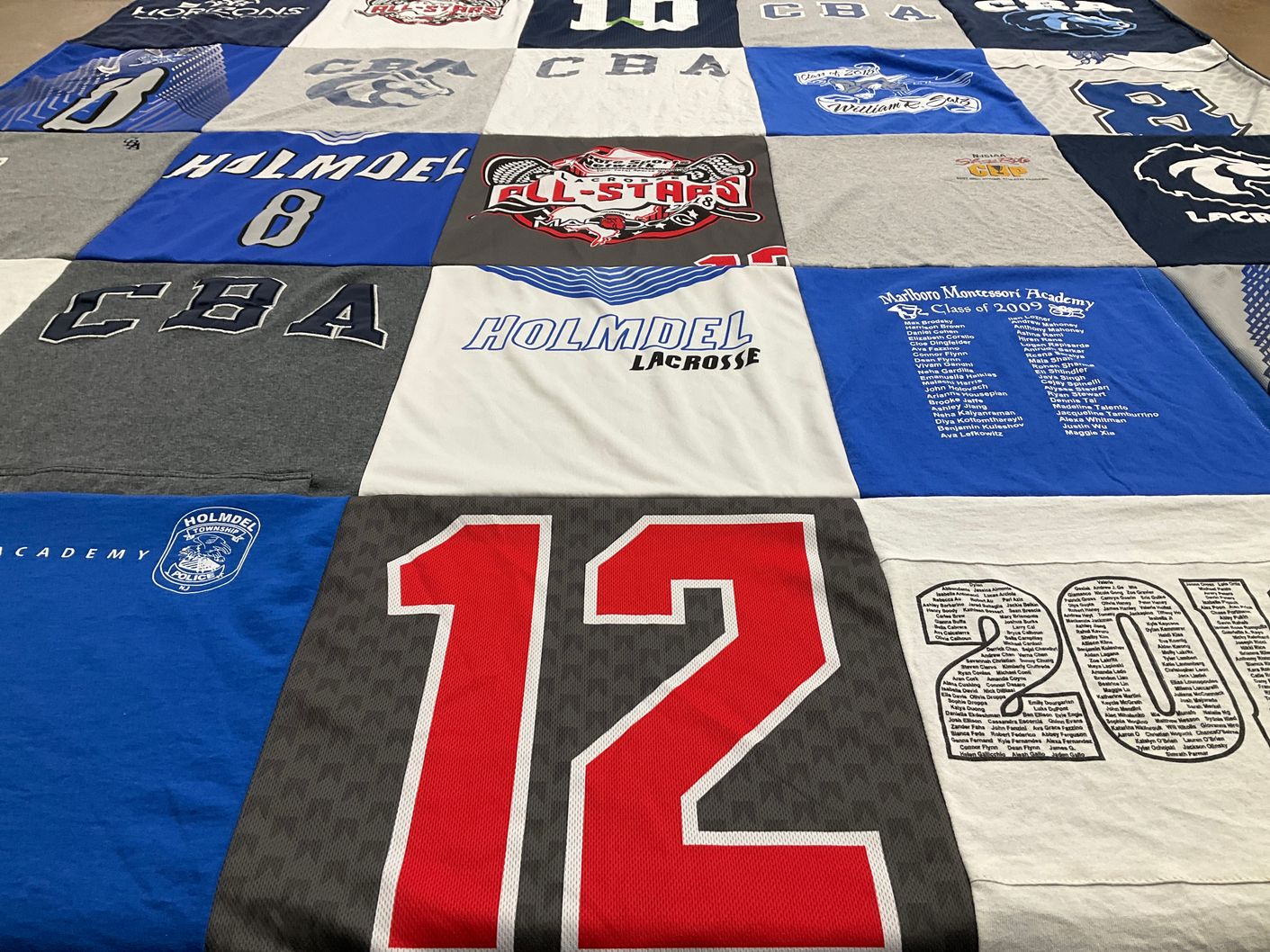 T-shirt quilt featuring holmdel lacrosse, cba by Maribeth from NJ