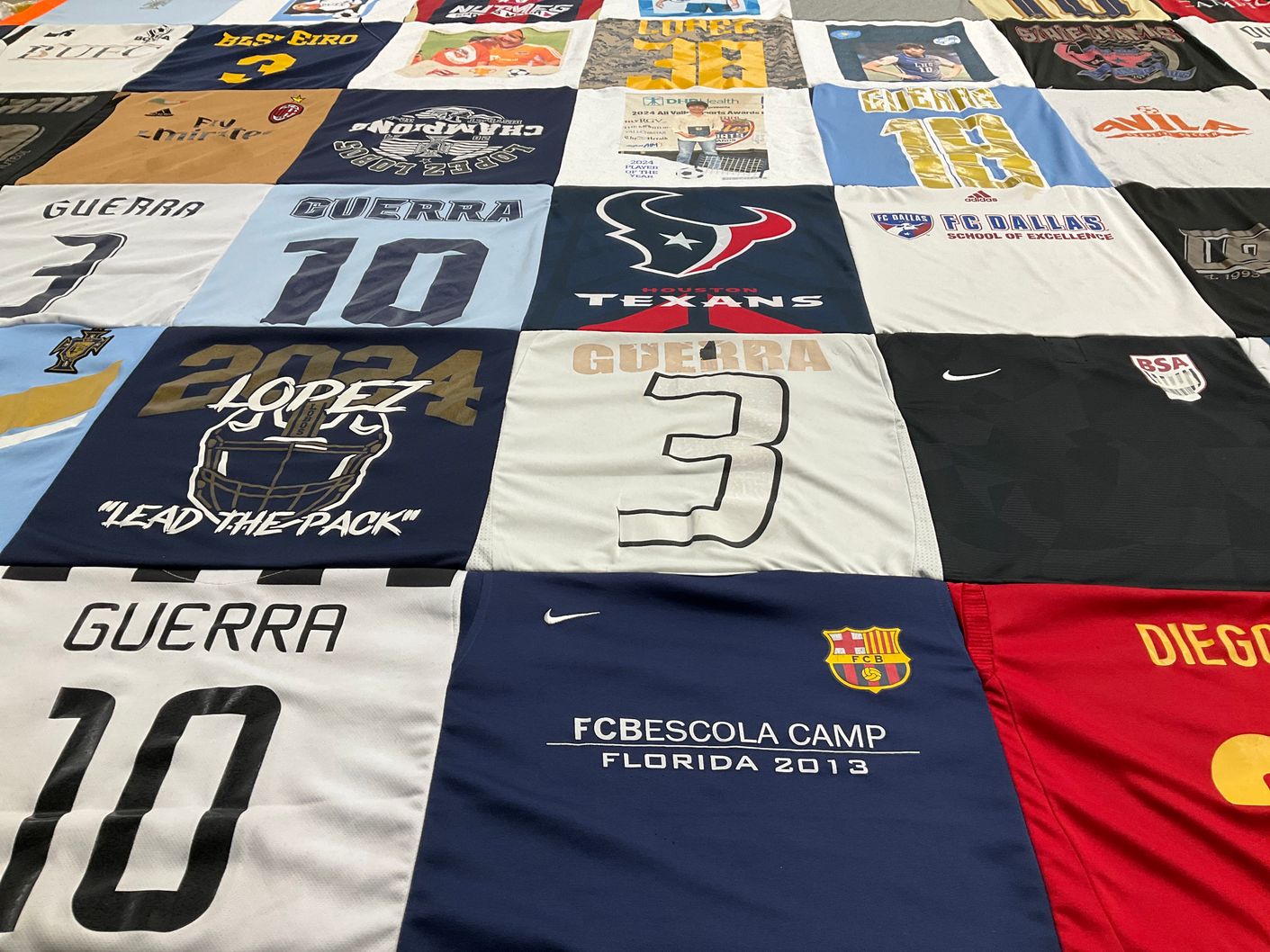 T-shirt quilt with soccer, sports themes by Carin from TX