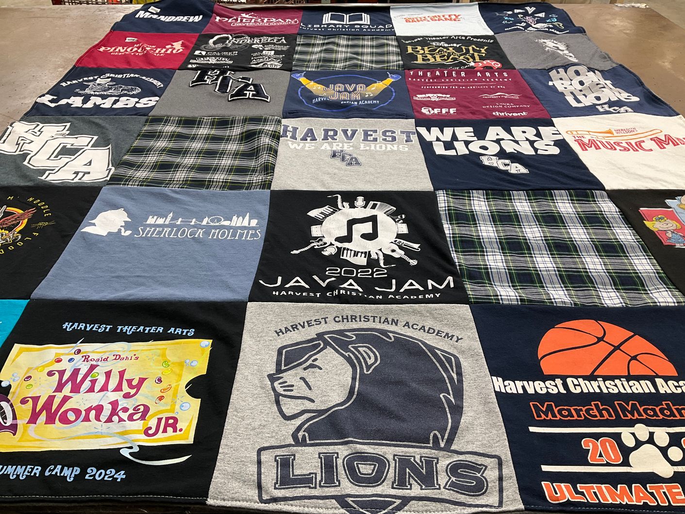 T-shirt quilt featuring lions by Holly from IL