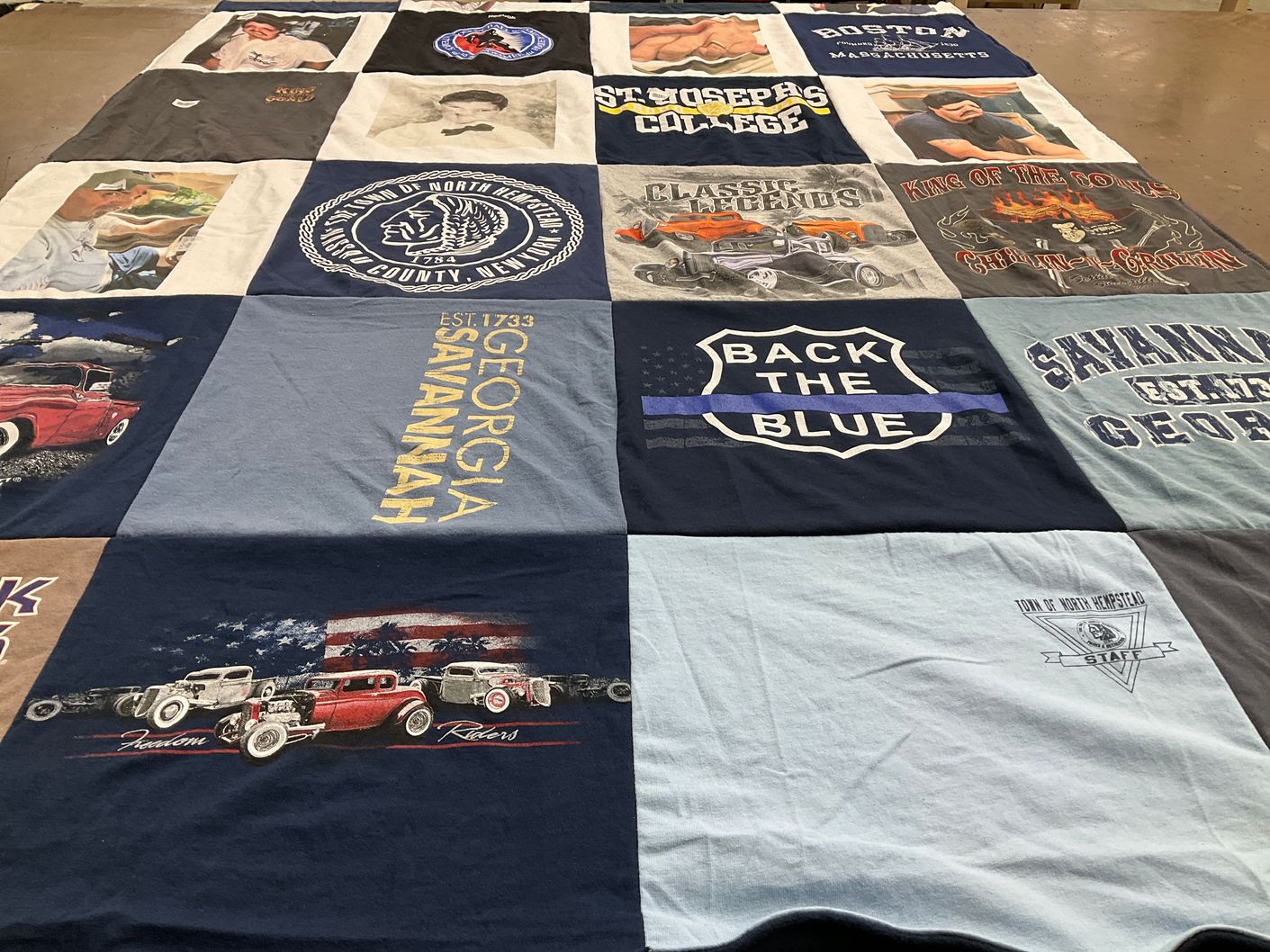 T-shirt quilt from st joseph's college by Brenda from NY