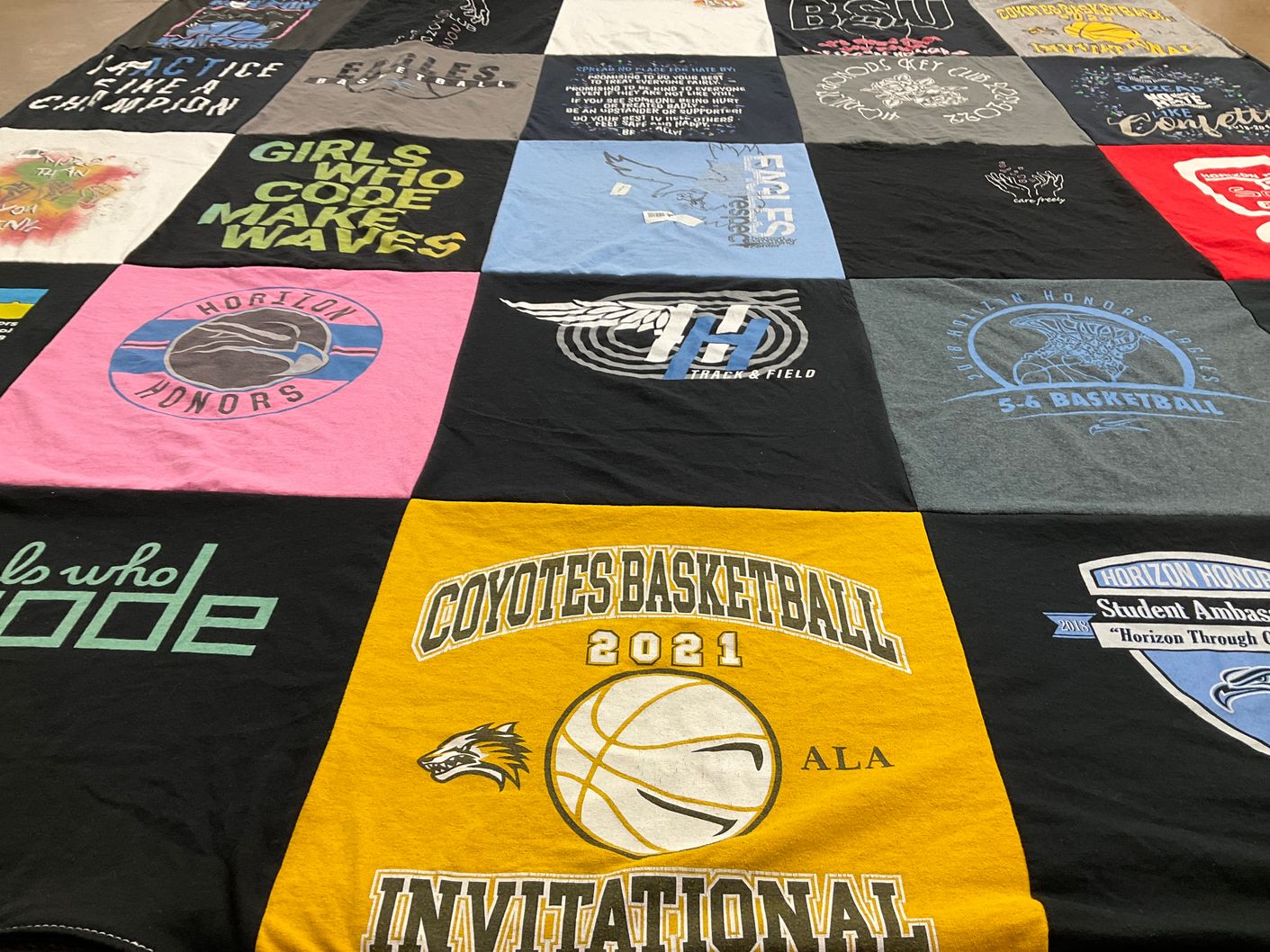 T-shirt quilt featuring coyotes basketball by Muminah from AZ