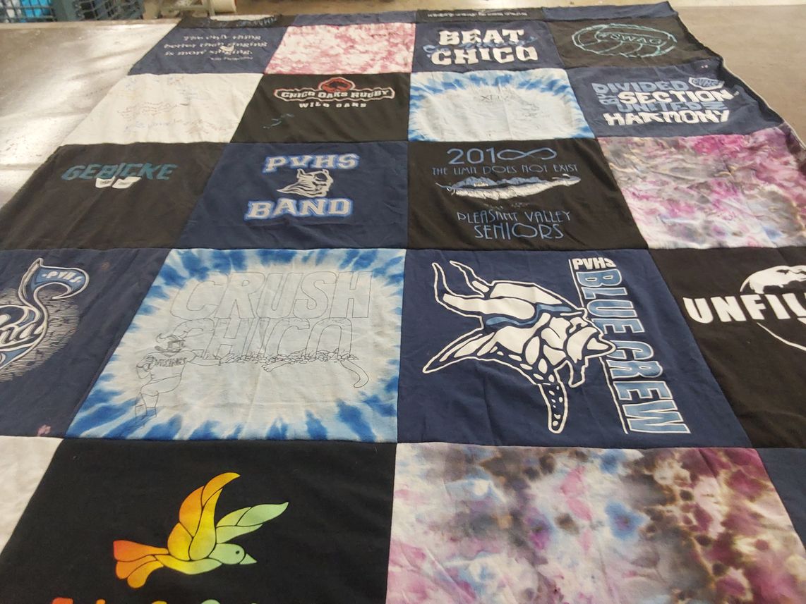 T-shirt quilt featuring pleasant valley high school blue crew by Aivree from CA
